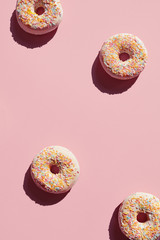 Donuts On Pink Background