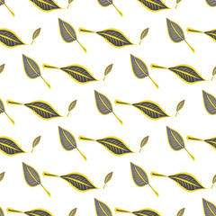 Seamless leaves illustrations background abstract, hand drawn. Template, repeat, design & color.