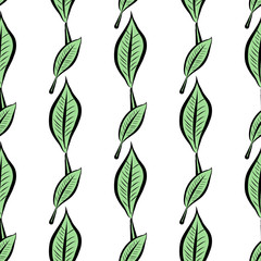 Seamless abstract illustrations of leaves, conceptual. Vector, surface, cover & canvas.