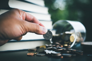 Saving money is a concept set by putting money into business growth, saving money for the future.