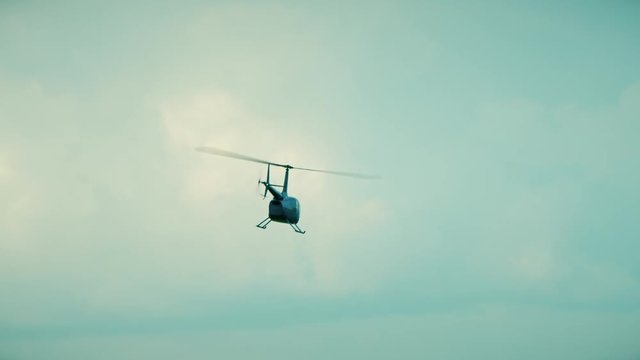 Small helicopter take off from the airport