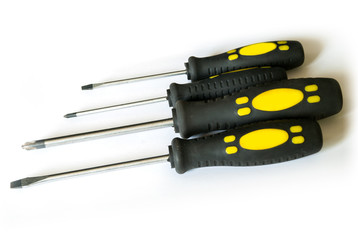 Screwdrivers on white background