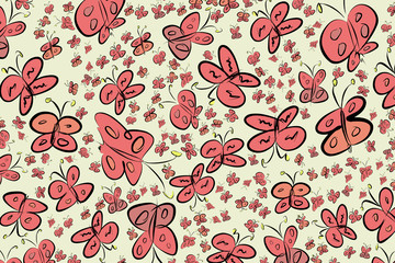 Butterfly illustrations background abstract, hand drawn. Creative, wallpaper, surface & graphic.