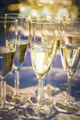 Champagne in flute glasses at a wedding