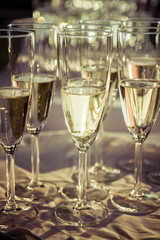 Champagne in flute glasses at a wedding