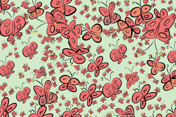 Hand drawn butterfly illustrations background, good for graphic design, wallpapers or booklets.