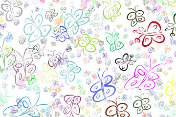 Butterfly illustrations background abstract, hand drawn. Canvas, art, digital & wild.