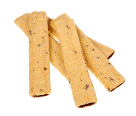 Crispy cookies with chocolate fill isolated on a white background