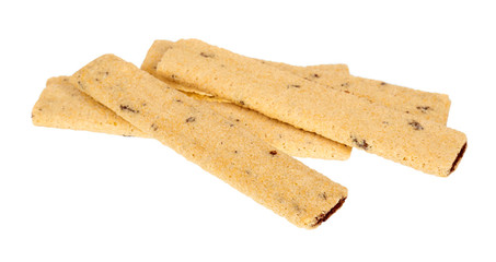 Crispy cookies with chocolate fill isolated on a white background