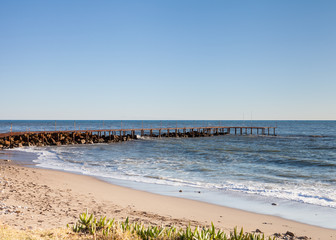 Mediterranean Landing Stage.  A landing stage in the Mediterranean Sea viewed from the southern Turkish coastline near Turkler.
