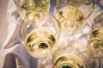Champagne in flute glasses at a wedding