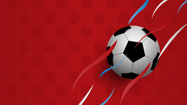 Realistic football on red background, football world championship cup, abstract background, vector illustration