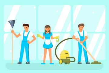 Cleaning service staff characters