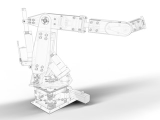 Robot 3D concept - wireframe/outline