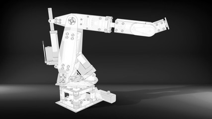 Outlined black industrial robot - 3D concept
