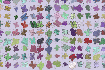 Illustrations of butterfly. Background, set, canvas & color.