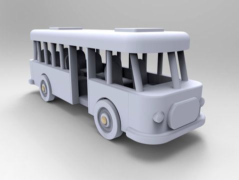 3D concept - plastic toy bus