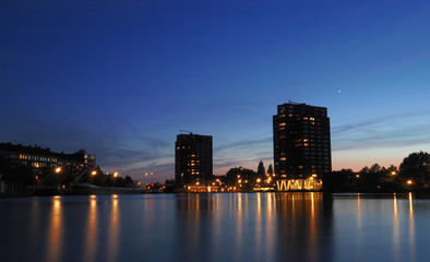 Fototapeta na wymiar Rotterdam Coolhaven Nighttime long exposure