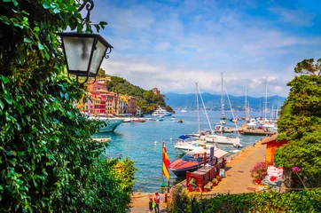 Gordijnen Beautiful landscape in Portofino,  Liguria, Italy © Olena Zn
