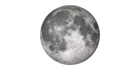 Wall murals Full moon Moon in space white background