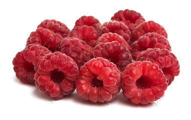 ripe raspberries isolated