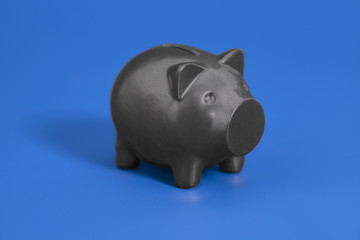 Piggy bank on blue background