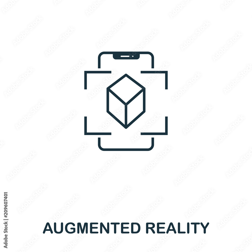Poster augmented reality icon. mobile app, printing, web site icon. simple element sing. monochrome augment
