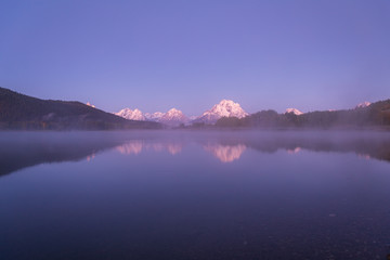 Scenic Autumn Sunrise Reflection in the Tetons