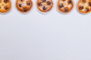 Shortbread cookies with walnuts and honey isolated on white background.
