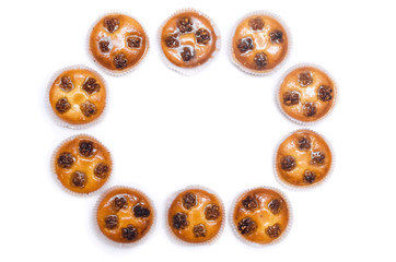 Shortbread cookies with walnuts and honey isolated on white background.