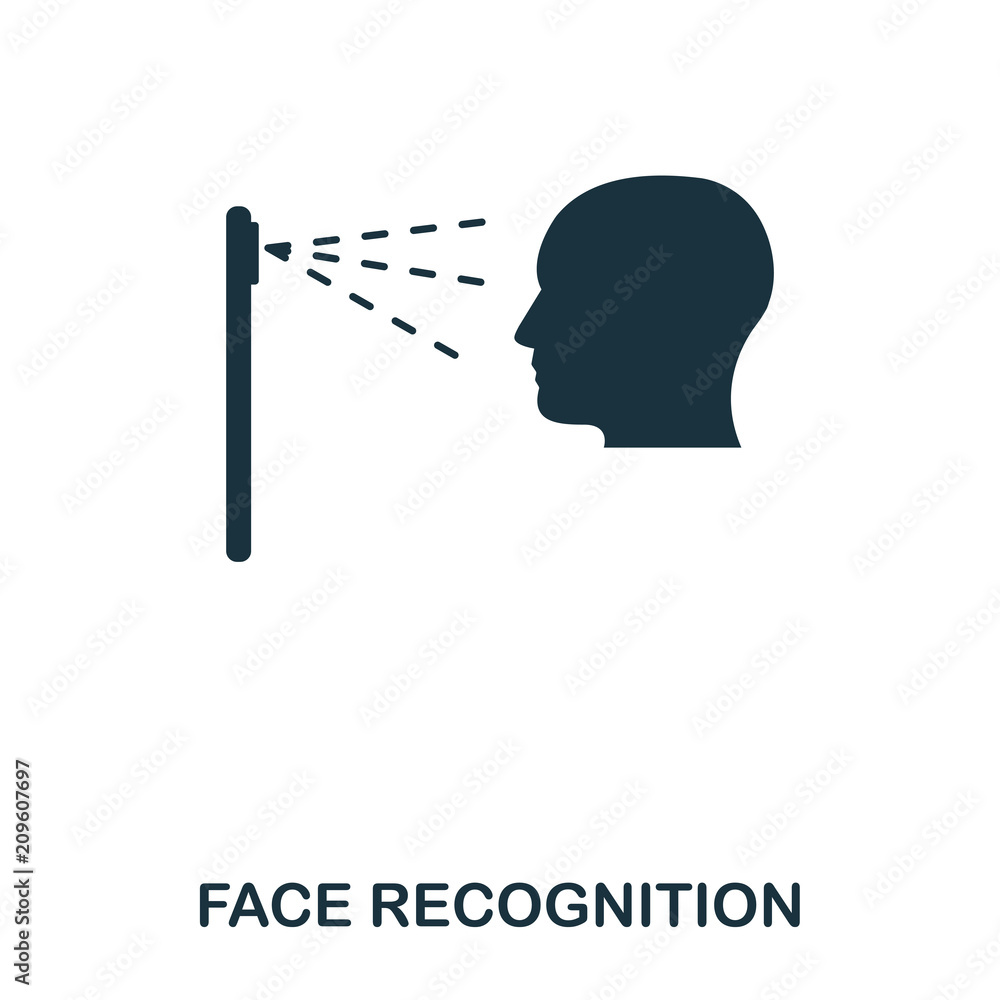 Poster face recognition icon. mobile app, printing, web site icon. simple element sing. monochrome face rec