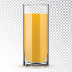 Orange juice in glass vector illustration. 