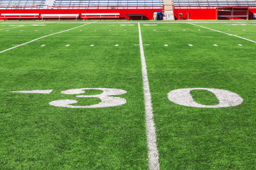 30 yard line on a football field