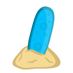 Isolated surfboard on sand icon