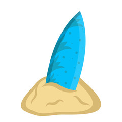 Isolated surfboard on sand icon