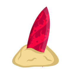 Isolated surfboard on sand icon