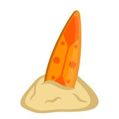 Isolated surfboard on sand icon