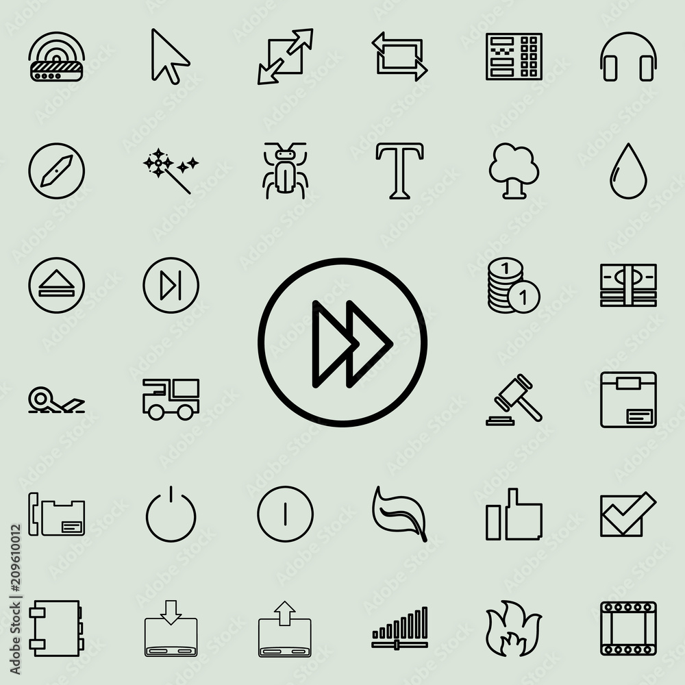 Poster rewind mark in a circle outline icon. detailed set of minimalistic line icons. premium graphic desig