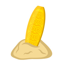 Isolated surfboard on sand icon