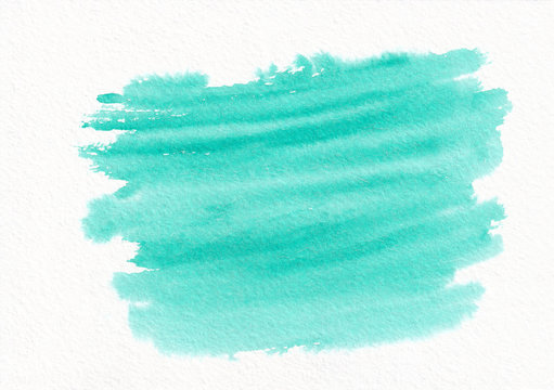 Teal and green horizontal  watercolor  gradient  hand drawn  background.
