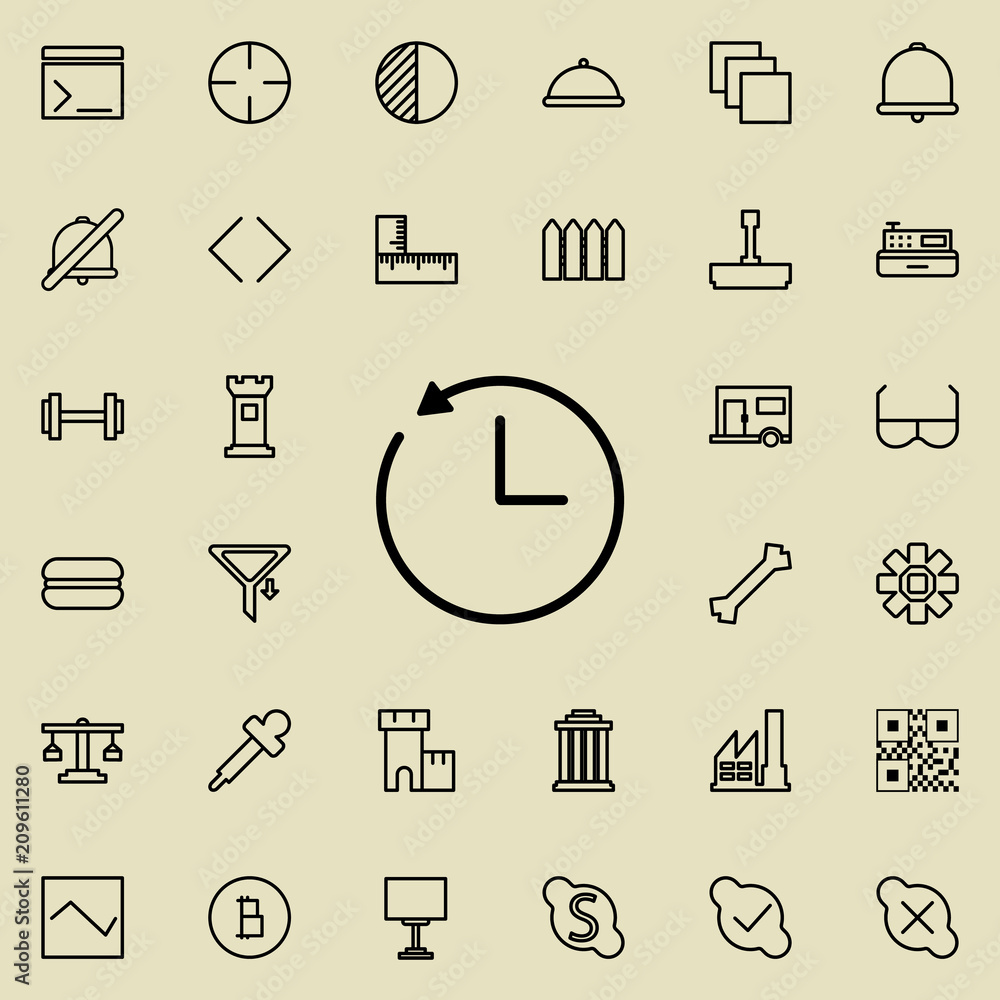 Aufkleber clock and circular arrow icon. detailed set of minimalistic line icons. premium graphic design. one 