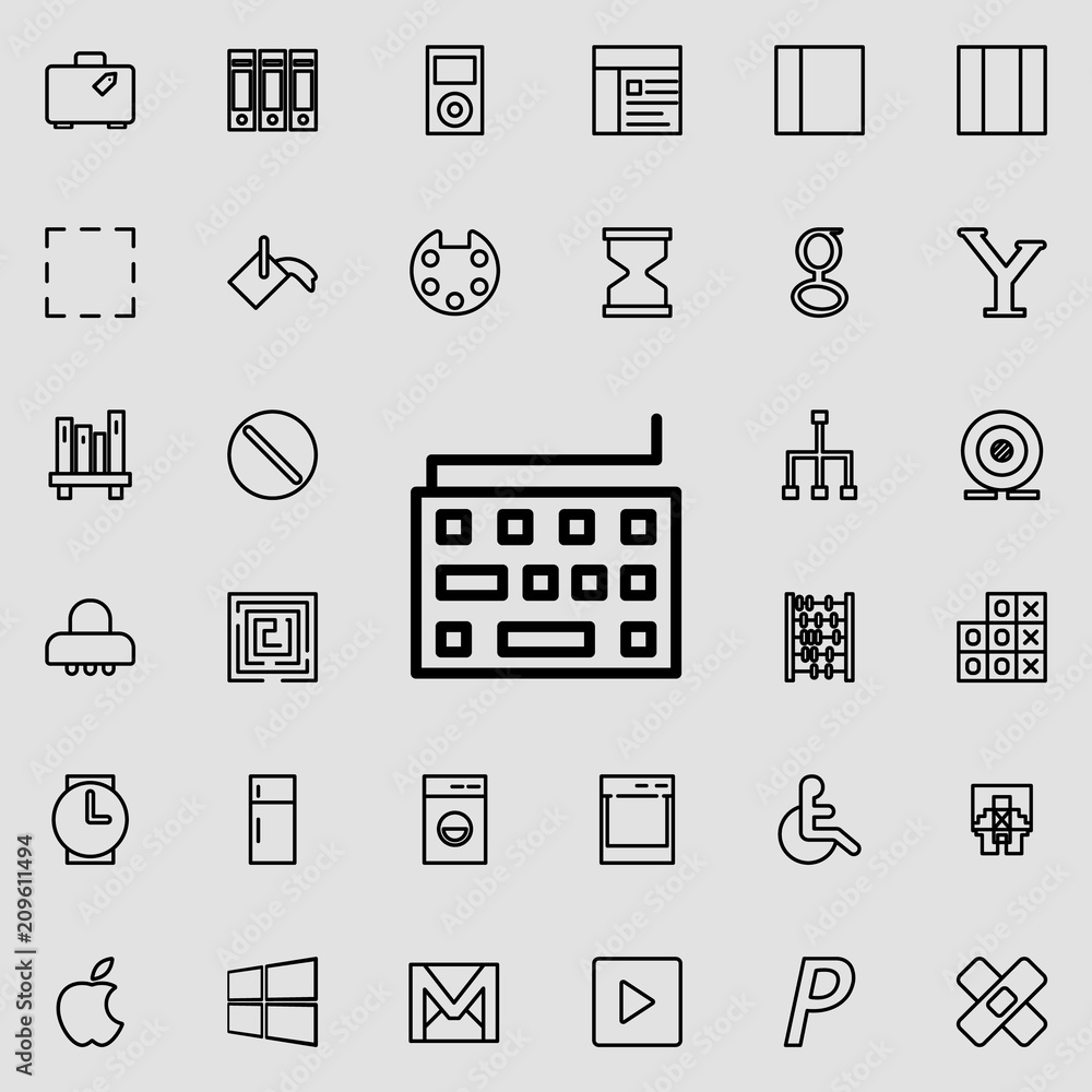 Fototapete keyboard icon. Detailed set of minimalistic line icons. Premium graphic design. One of the collection icons for websites, web design, mobile app
