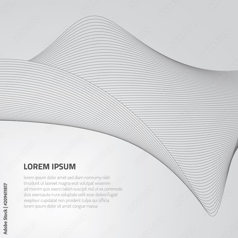Poster abstract 3d surface. distortion of space and matter. modern technology for designing volume objects.