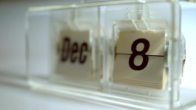 December. Old mechnical tabletop calendar at 4k. Parto of full year loop. Check my portfolio for other months.