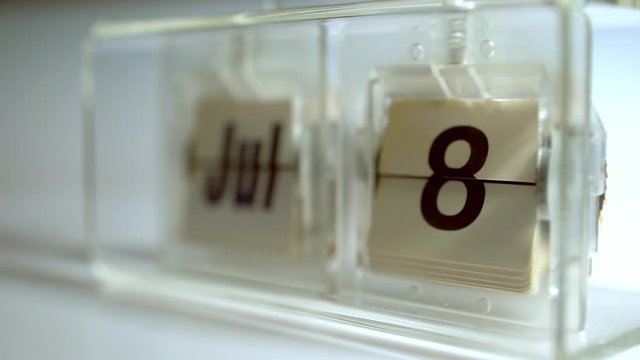 July. Old mechnical tabletop calendar at 4k. Parto of full year loop. Check my portfolio for other months.