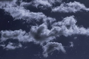 Fotobehang Nacht Sterrennacht met wolken