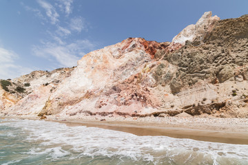 Colourful rocks of Firiplaka beach on Milos island, Greece