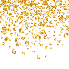 Gold glitter confetti isolated on white background. Vector Illustration
