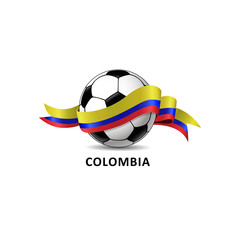 Football ball with colombia flag colorful trail. Vector illustration design for soccer football championship, tournaments, games. 