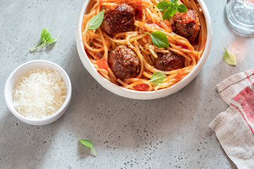 Spaghetti with meatballs and tomato sauce